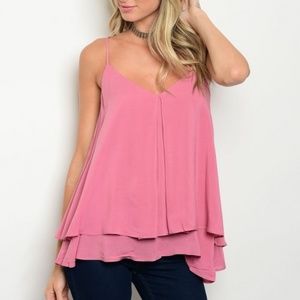Mauve Layered Cami Blouse Sleeveless Top